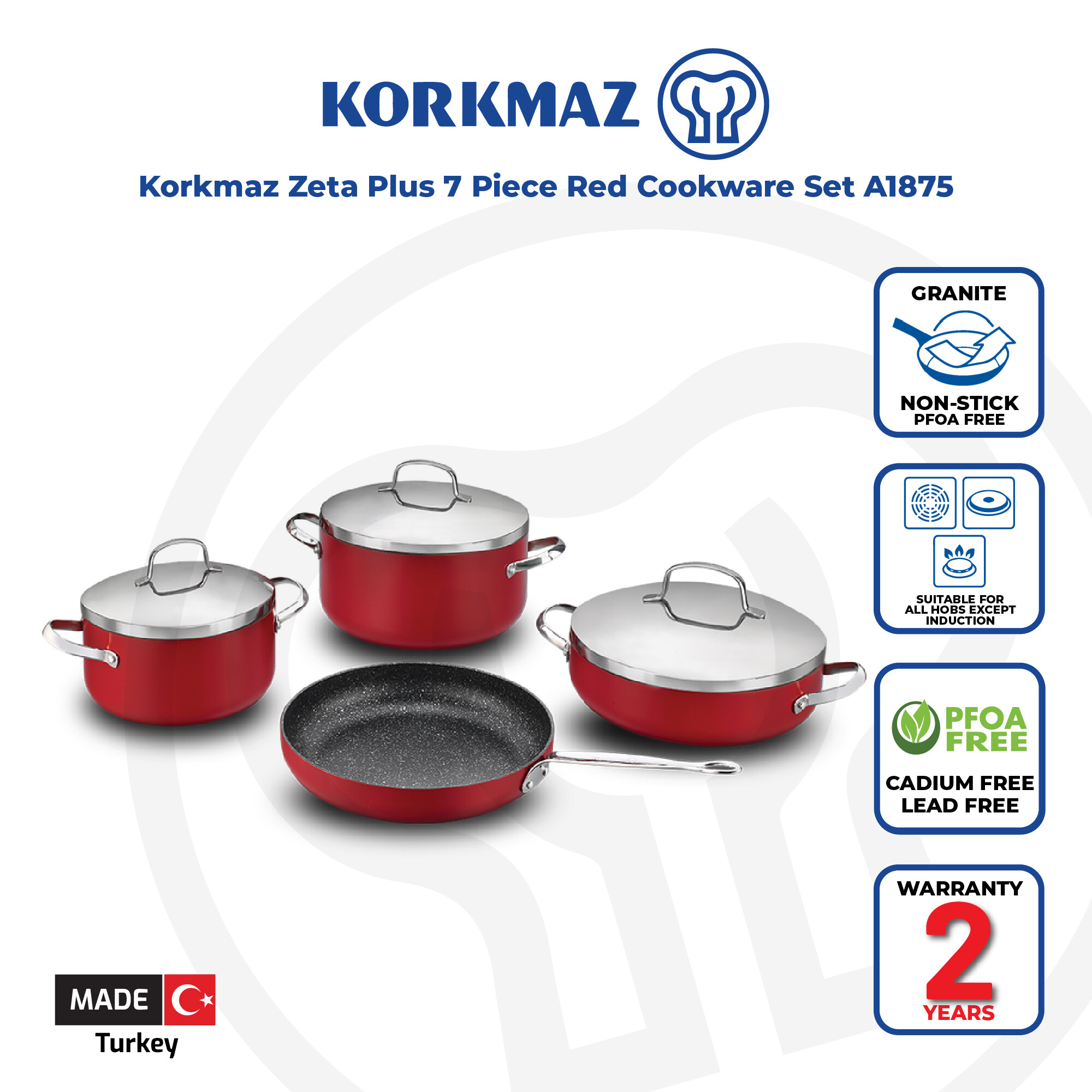 KORKMAZ Proline Goldset Stainless Steel Cookware Set, Cooking Pots