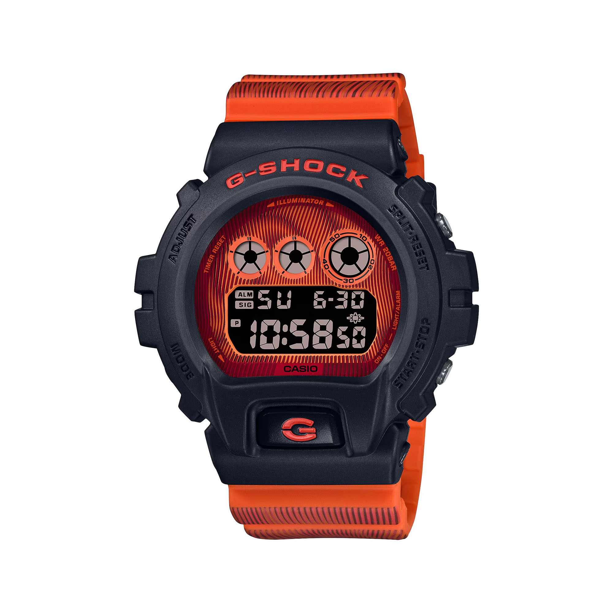 Casio G-Shock Men's Digital Watch DW-6900TD-4 Time Distortion Series  Digital Resin Watch DW6900 DW6900TD DW6900TD-4 DW-6900TD-4DR Red PGMall